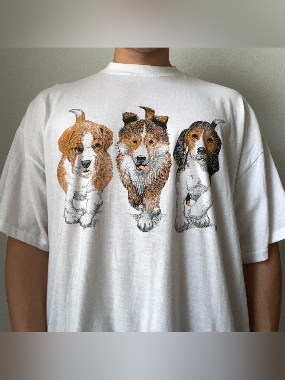 Vintage 1990s Murina's Best Dogs Graphics White Single Stitched Tee Shirt